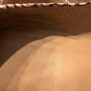 Tory Burch flats. Navy and white stripe with gold T. Absolutely precious.